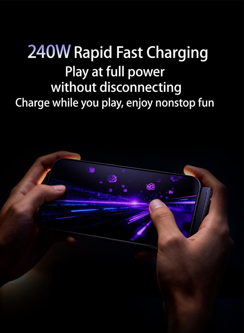 Adando 2 in 1 Invisible Stand Charger Cable, 240W Fast Charging Cable for Built-in Phone, 1.5m Braided Type C Cable with Foldable Stand for Smartphones/Tablets (Black) - Image 5